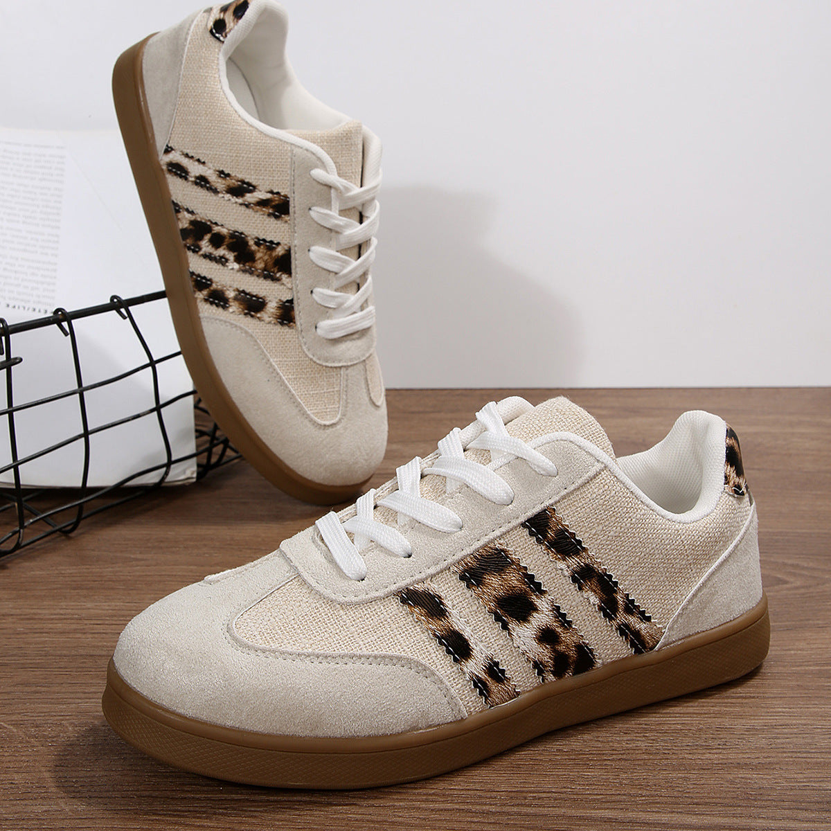 Vintage Leopard Print Versatile Women's Casual Shoes