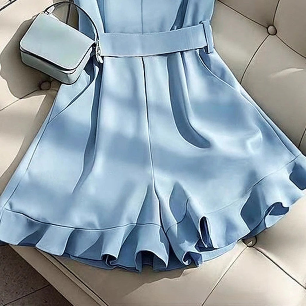 Women's Belted Vest Straight-leg Pants Fashion Set