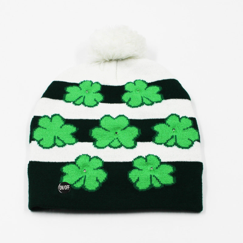 Holiday Party Christmas LED Luminous Knitted Jacquard Knitted Hat