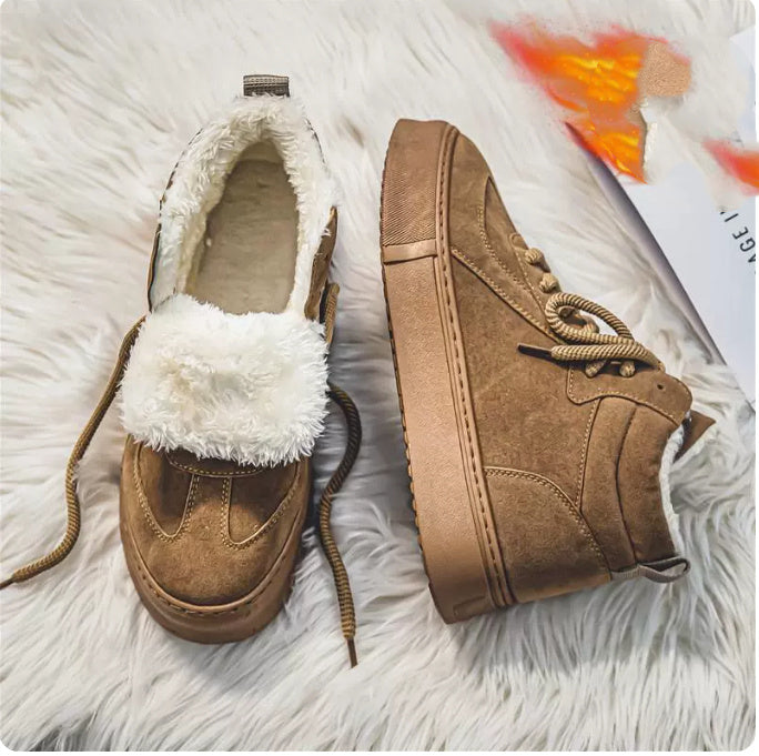 Men's Platform Mid-top Casual Suede Skate Shoes