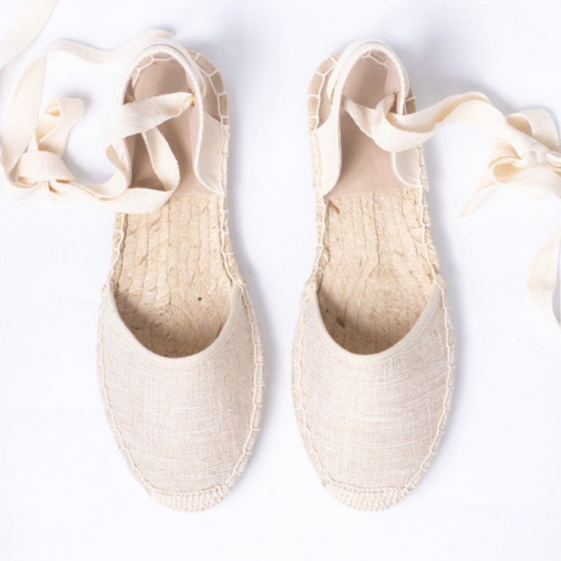 Hemp Rope Flat Lace Student All-matching Slippers Female