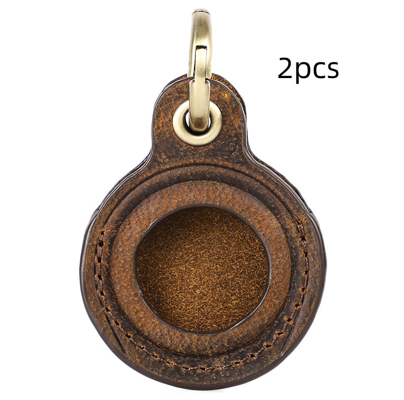Crazy Horse Leather Pet Anti-loss Keychain Positioning Tracker Holster