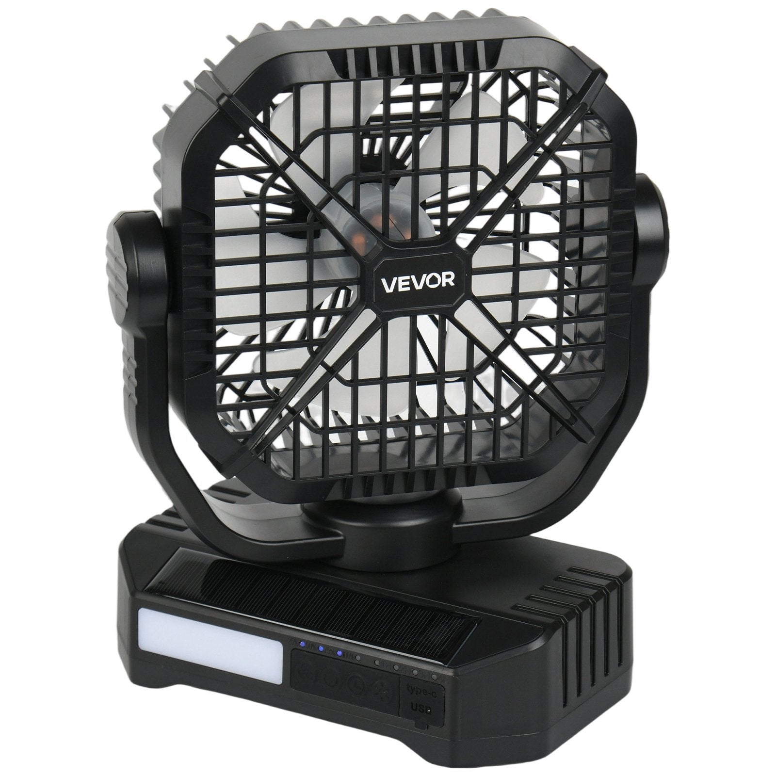 10400mAh Solar Fan, Camping Fan With Solar Panel & LED Lantern, 7W 8 Inch Portable Rechargeable Battery Powered For Outside, 4-Speed And Quiet Operated For Picnic, Barbecue, Fishing, Travel