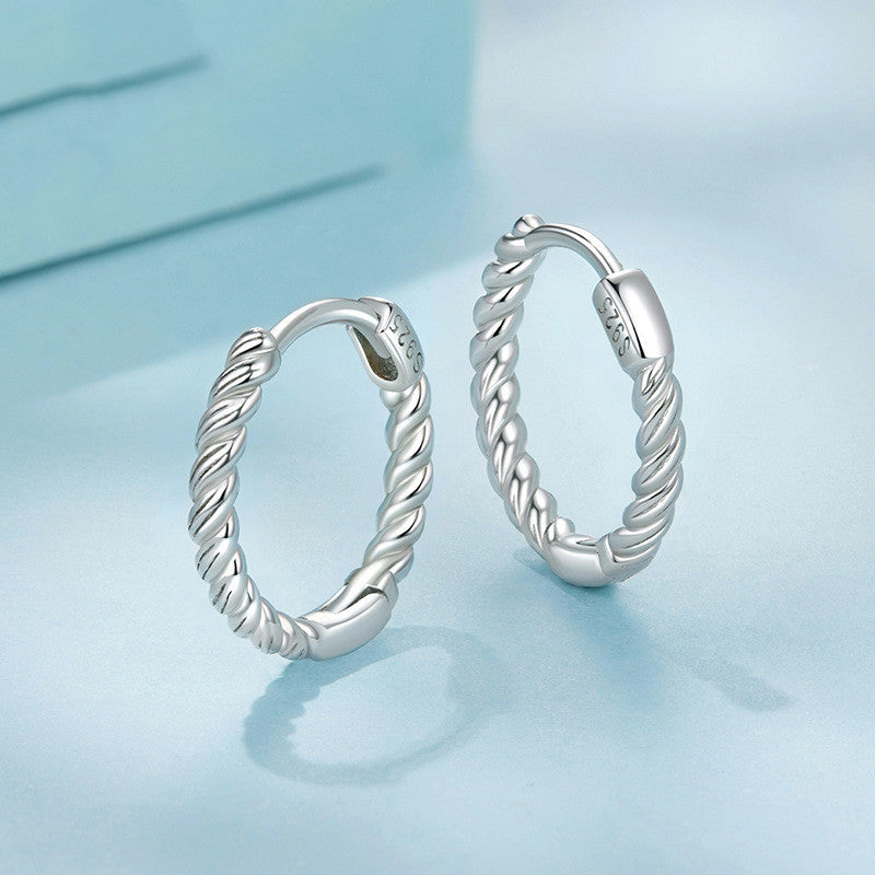 Simple Fashion Twist Argent Pur Earring Ear Clip All-match Fashion S925 Sterling Silver