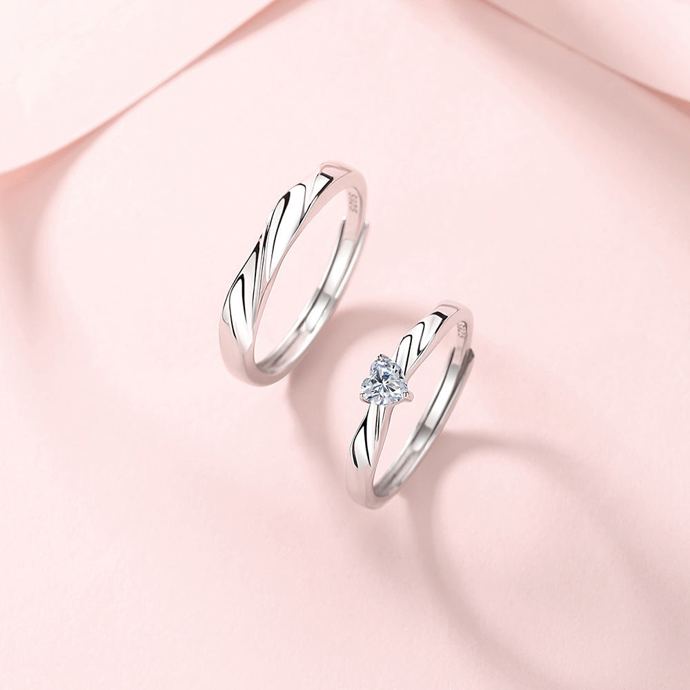 S925 Sterling Silver Heartbeat Signal Couple Couple Rings Men And Women