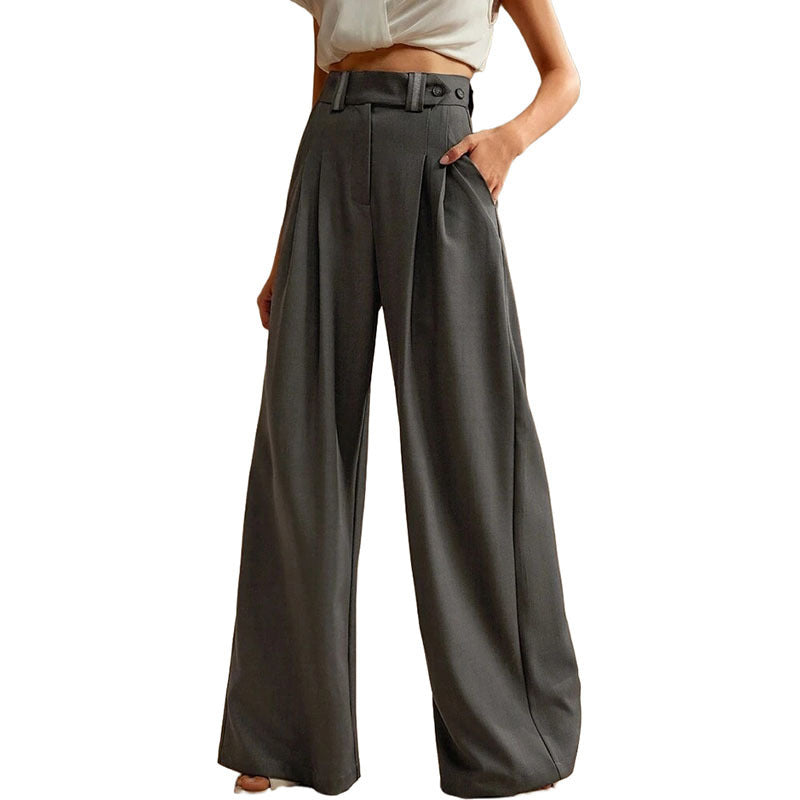 High Waist Temperament Draping Wide-leg Trousers For Women