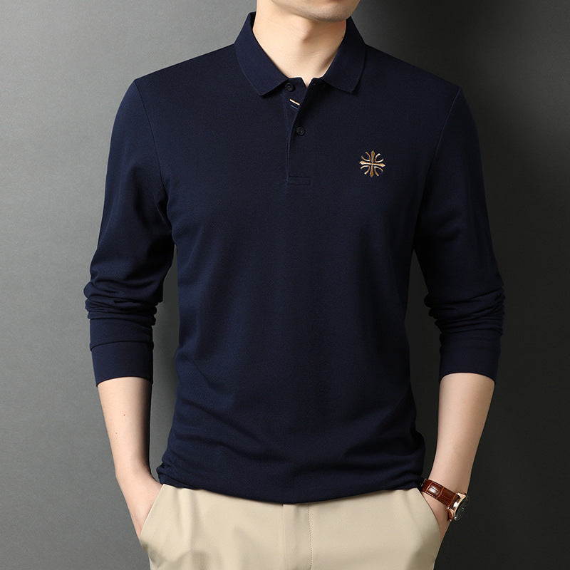 Men's Polo Shirt Korean Version Lapel Embroidery Long Sleeves