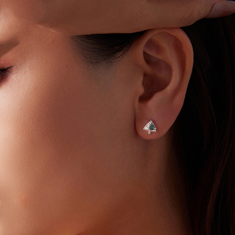 S925 Sterling Silver Christmas Tree Stud Earrings European And American Warm Winter Christmas Stud Earrings
