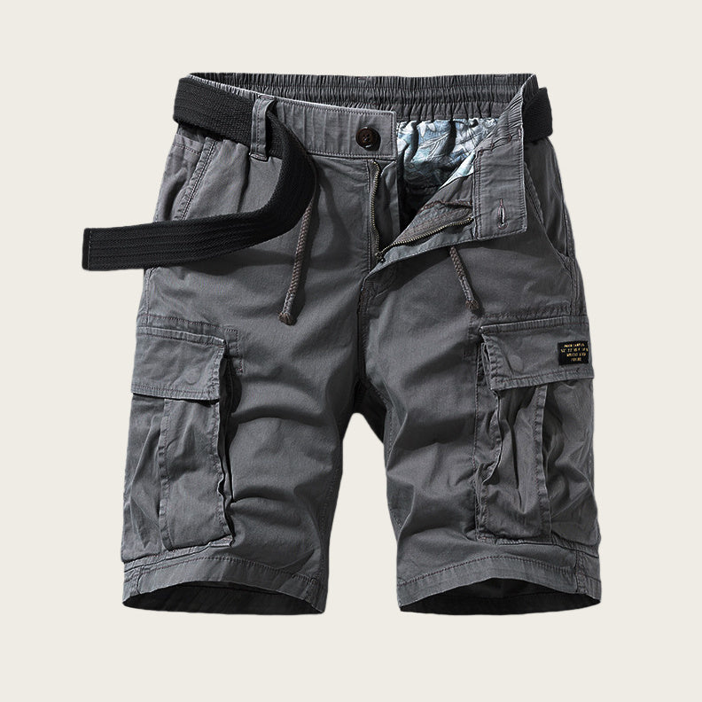 Micro Elastic Multi-pocket Workwear Loose Straight Casual Shorts