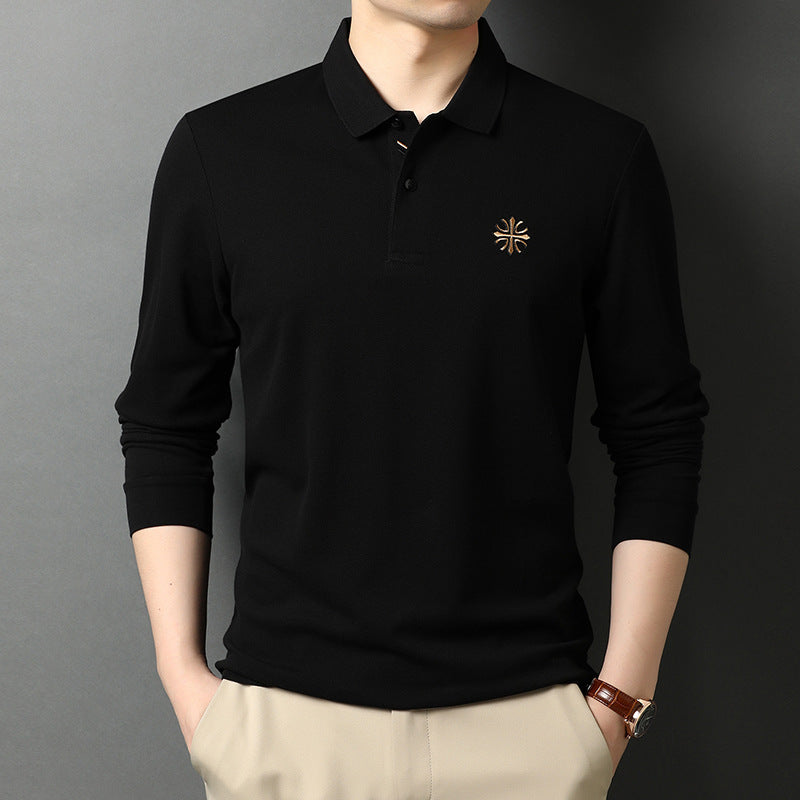 Men's Polo Shirt Korean Version Lapel Embroidery Long Sleeves