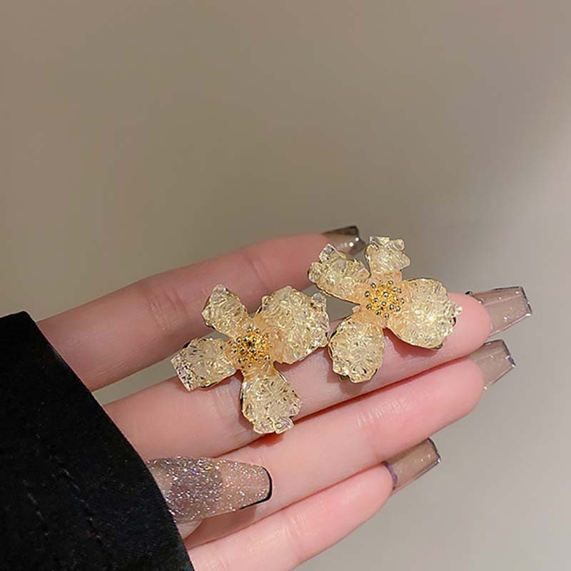 Retro Diamonds Crystal Flower Earrings