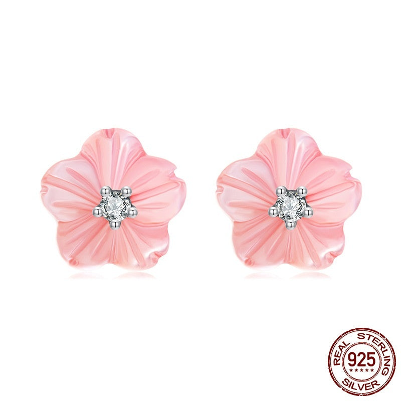 Romantic Fritillary Stud Earrings Sweet Elegant Graceful S925 Sterling Silver