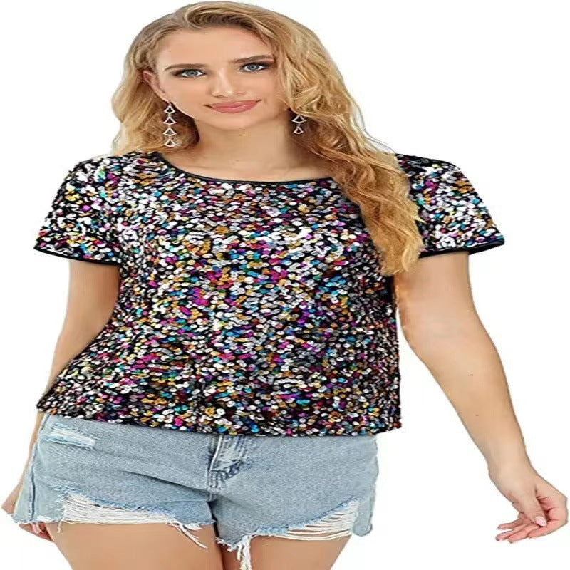 Crew-neck Fashionable Slim-fit Short-sleeve Casual Party Top