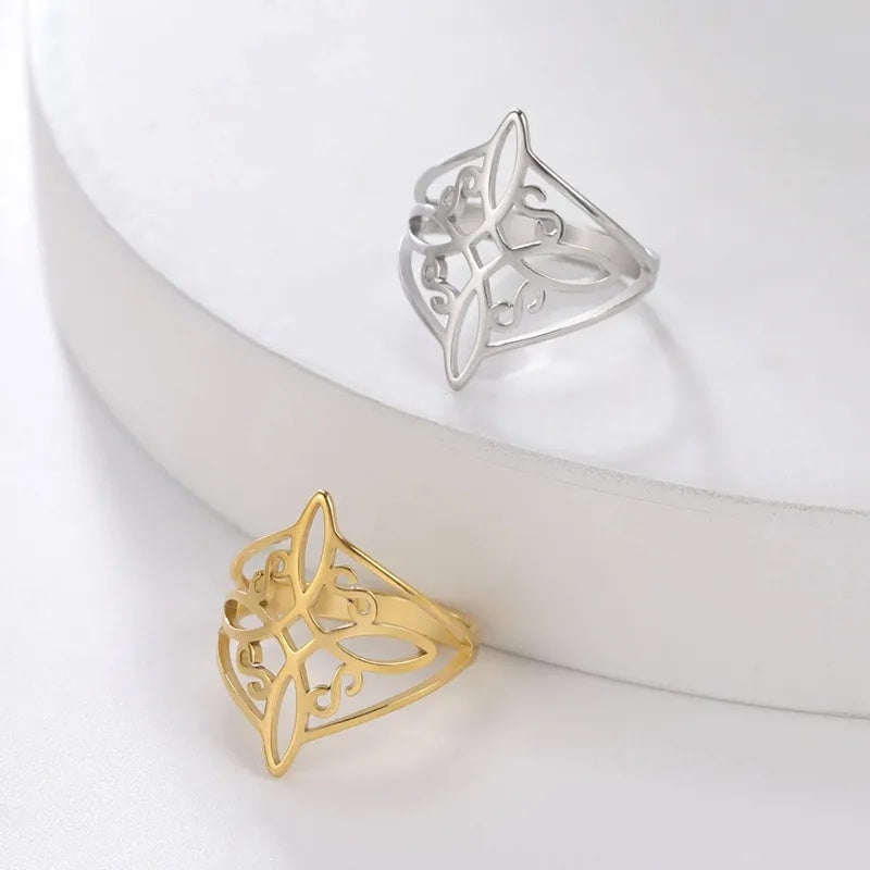 Twisted Infinity Celtic Knot Ring Irish Witch Knot Stainless Steel Rings For Women Men Witchcraft Jewelry