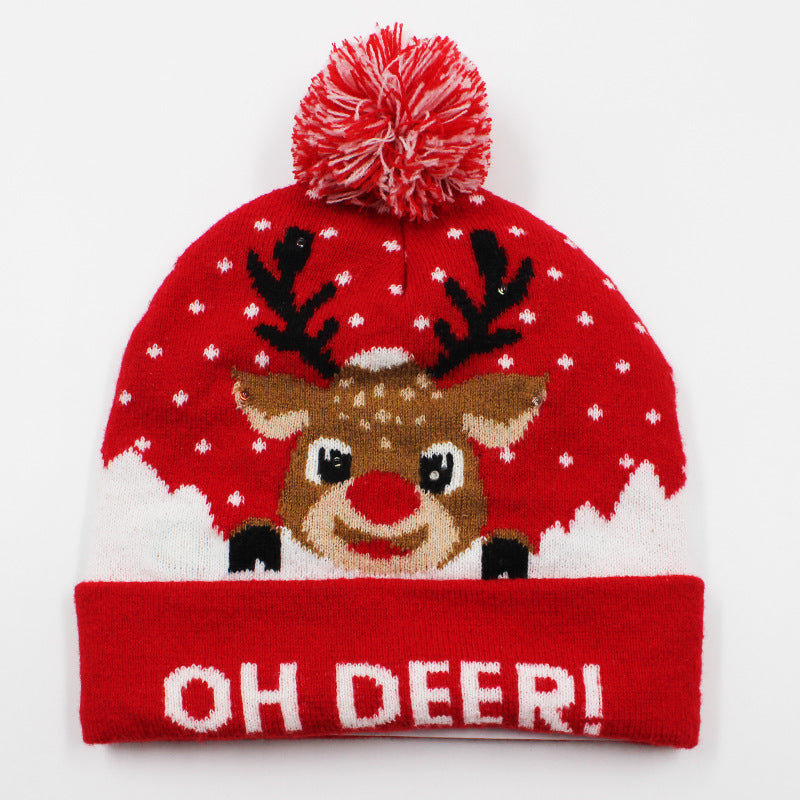 Holiday Party Christmas LED Luminous Knitted Jacquard Knitted Hat