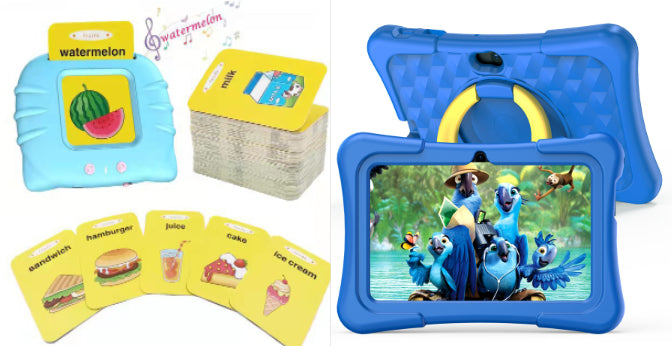 7-inch Children Education Flat With Protective Silicone Cover 360-degree Rotation Handle Bracket