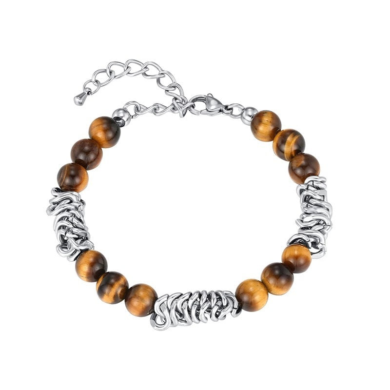 Men's Beaded Titanium Steel Bracelet