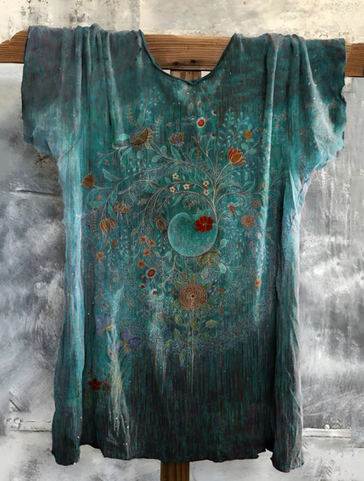 Fashion Digital Printing Loose Casual Women's Top