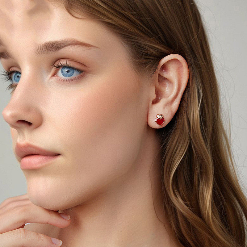 Hong Kong Style S925 Sterling Silver Heart-shaped Stud Earrings