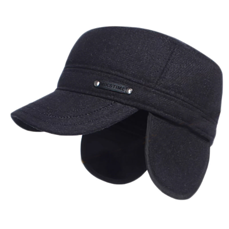 Flat Top Men's Autumn And Winter Warm Dad Old Man Ears Protection Peaked Cap