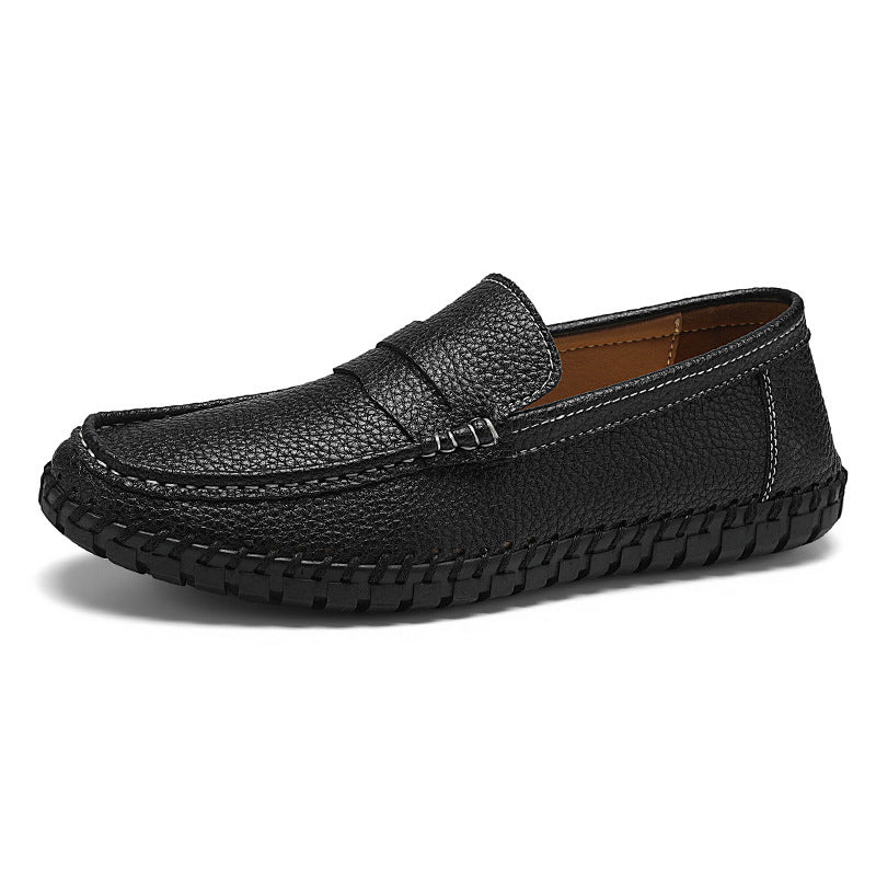 Hand-stitched Bottom Lazy Slip On Men's Casual Leather Shoes