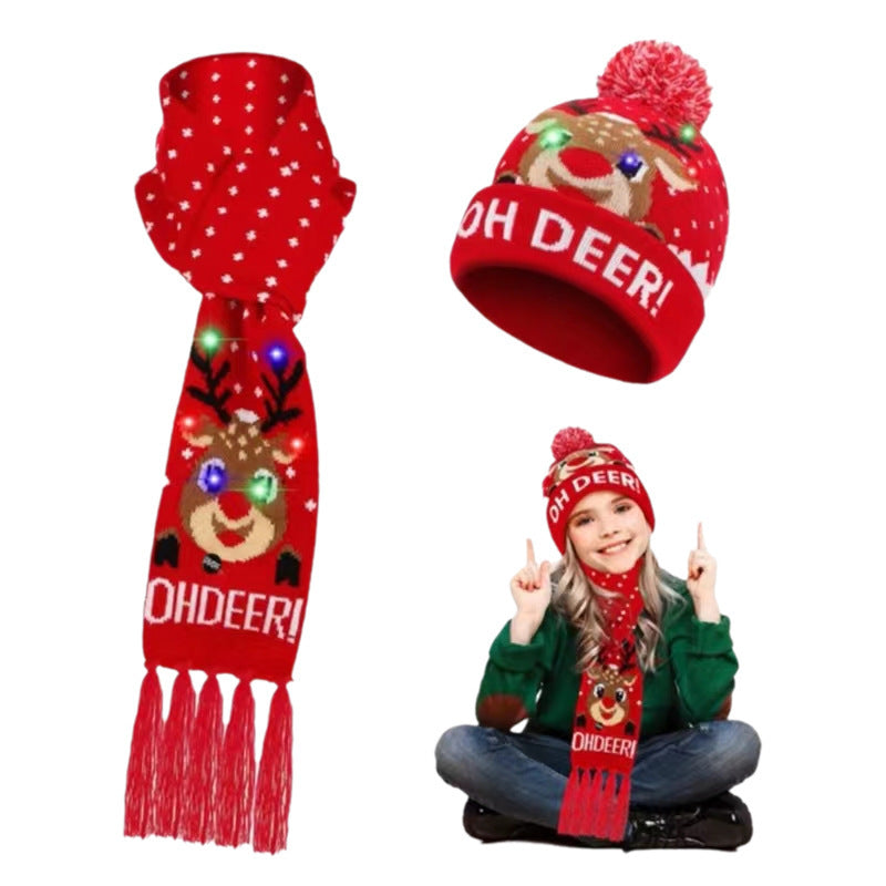 Holiday Party Christmas LED Luminous Knitted Jacquard Knitted Hat