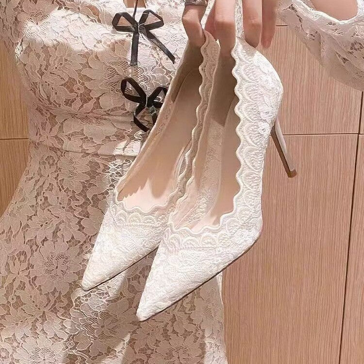 Elegant Lace High-heeled Shoes Women