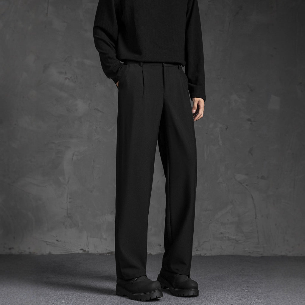 Black Loose Drooping Straight Casual Suit Pants