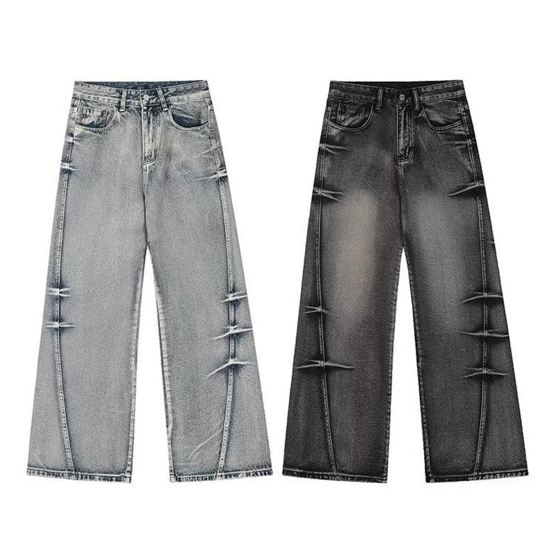 Washed Worn Jeans Men's Loose