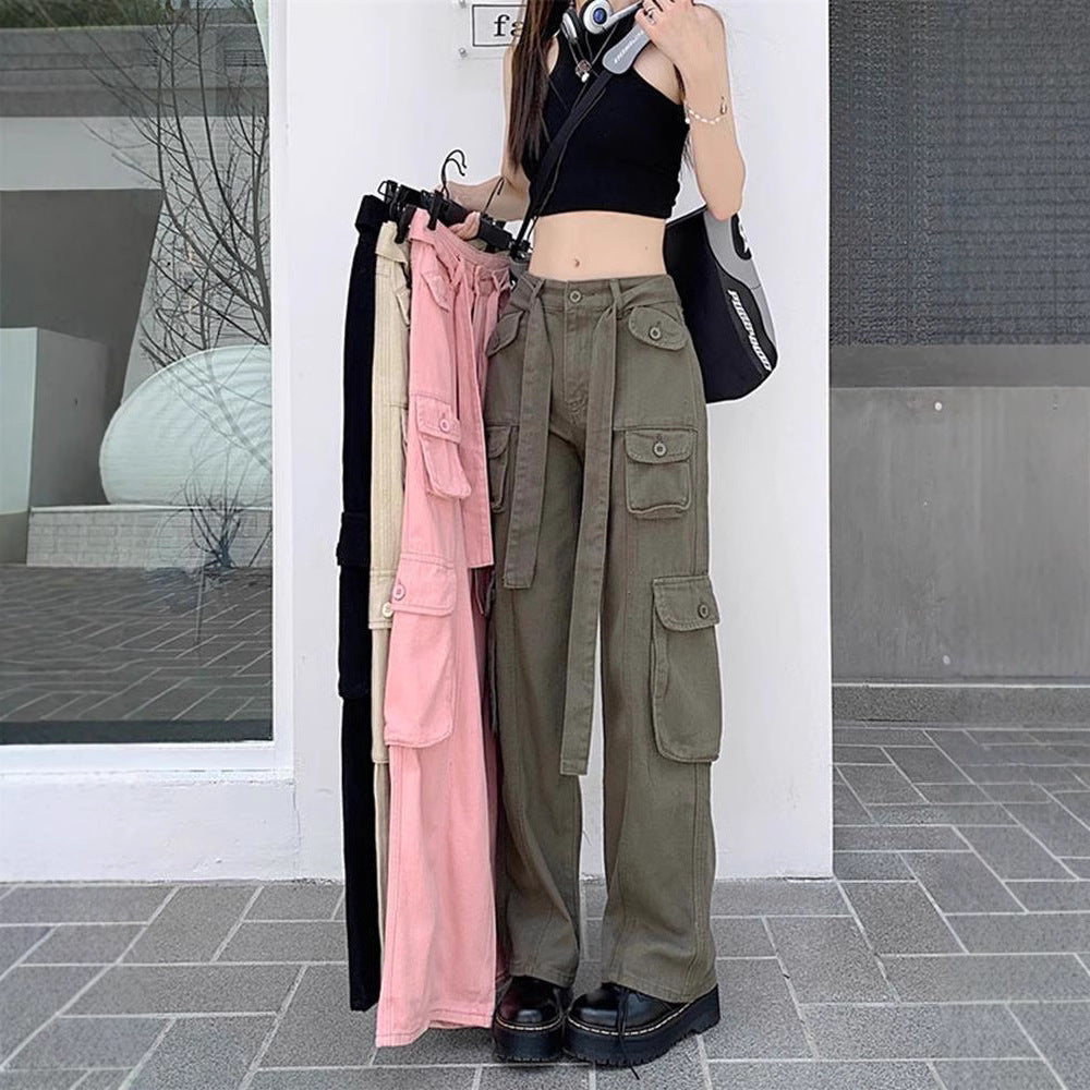 Women's American Vintage Multi-pocket Distressed Loose Cargo Pants