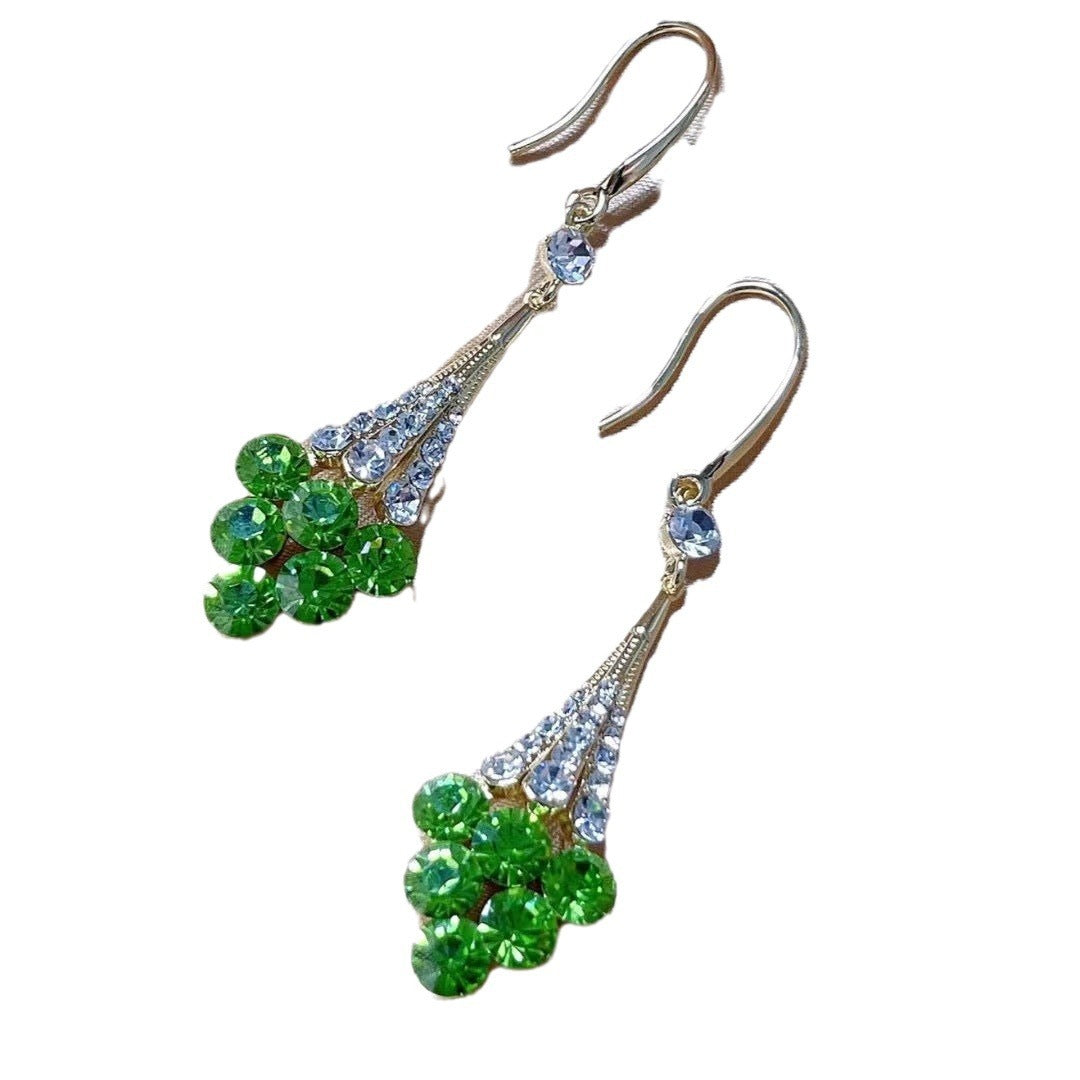 Green Long, Purple Style Earrings Fashion Sweet Personality