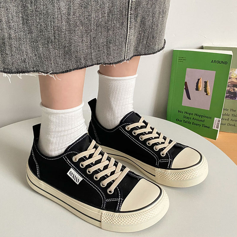 Women's Mango Canvas Shoes Lace-up Platform Flat Heel