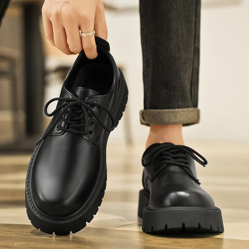 Mens Business Waterproof Black Leather Shoes
