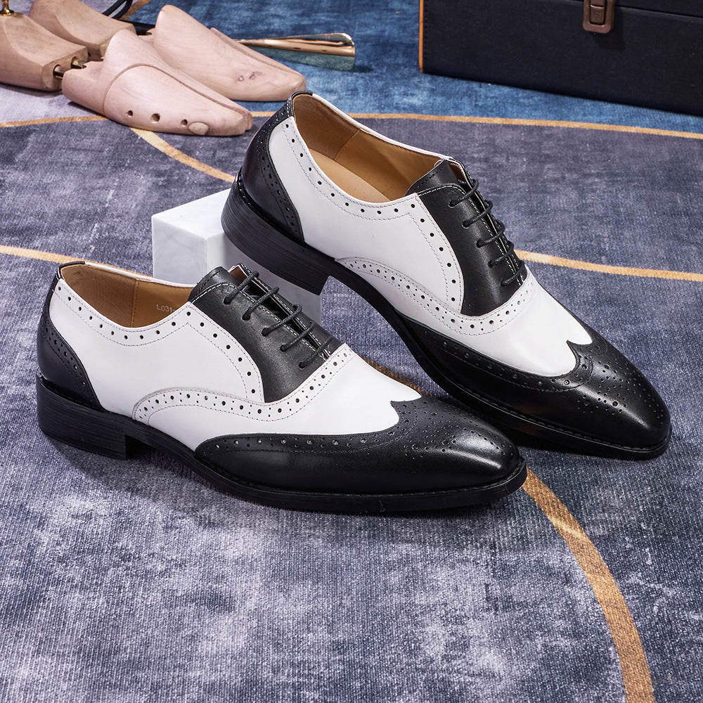 European And American Men's Brogues For Business And Casual Wear With Pointed Toes