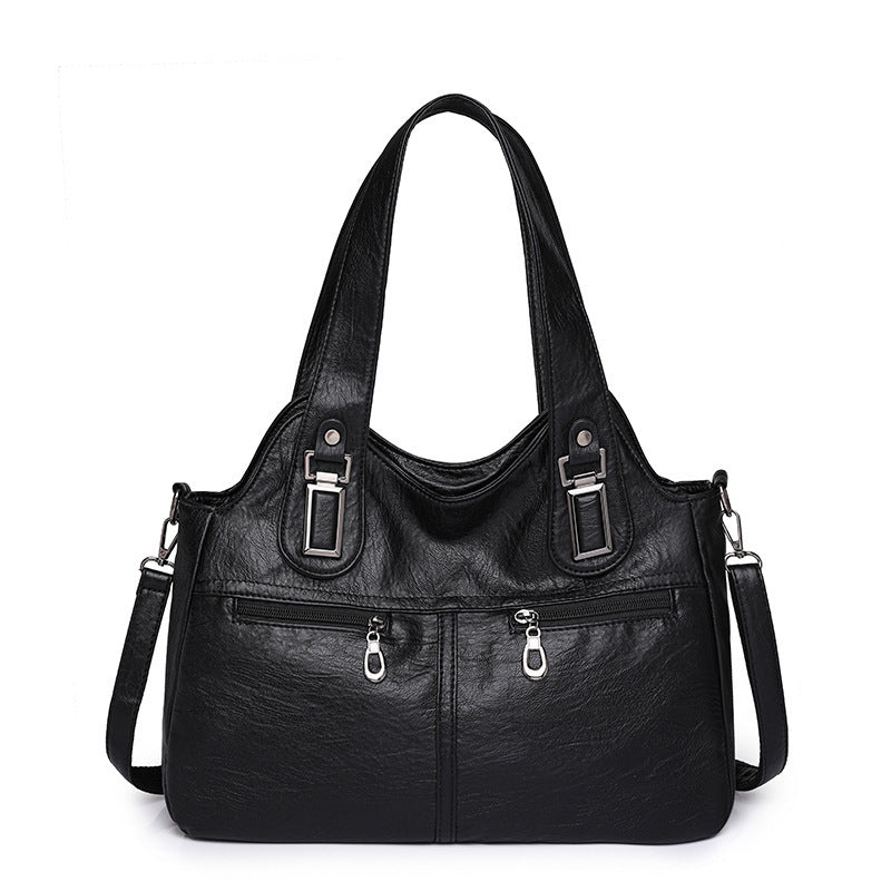 Soft Leather Large Capacity Handbag Fashion Retro Shoulder
