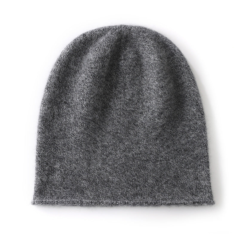 Cashmere Hat For Women Curled Brim Knitted Hat
