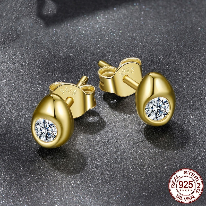 Water Drop Moissanite Stud Earrings Simple Advanced Texture S925 Sterling Silver