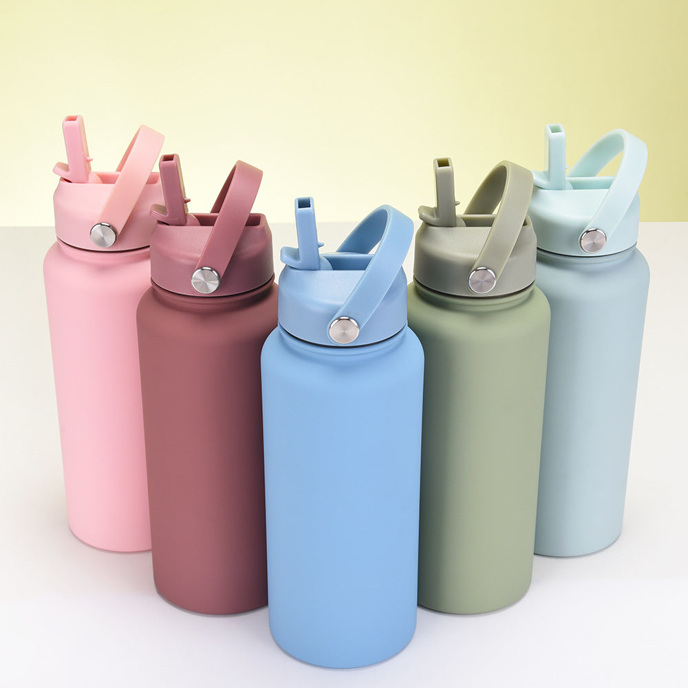 Sports Stainless Steel Large Capacity Straw Warm-keeping Water Cup