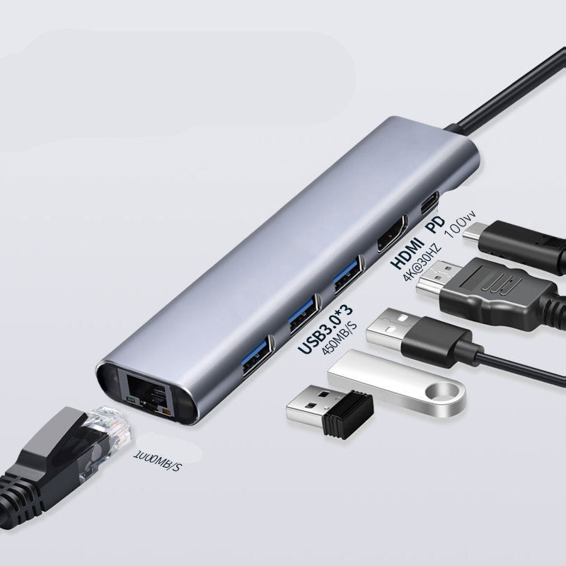 Type-c To 4K HD HDMI Gigabit LAN PD Charging 2 USB3.0 USB-C HUB Converter