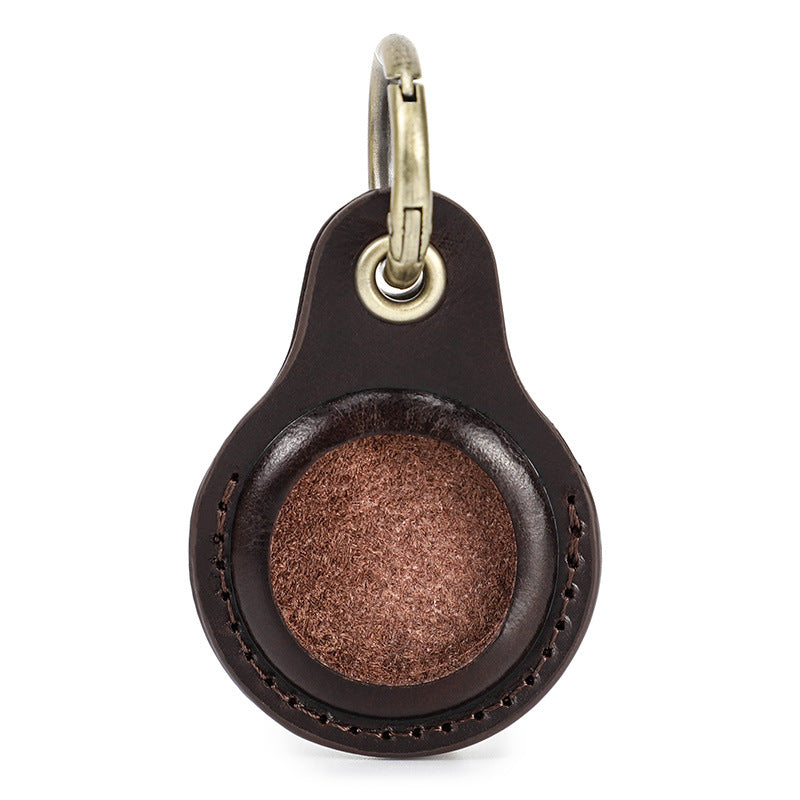 Crazy Horse Leather Pet Anti-loss Keychain Positioning Tracker Holster