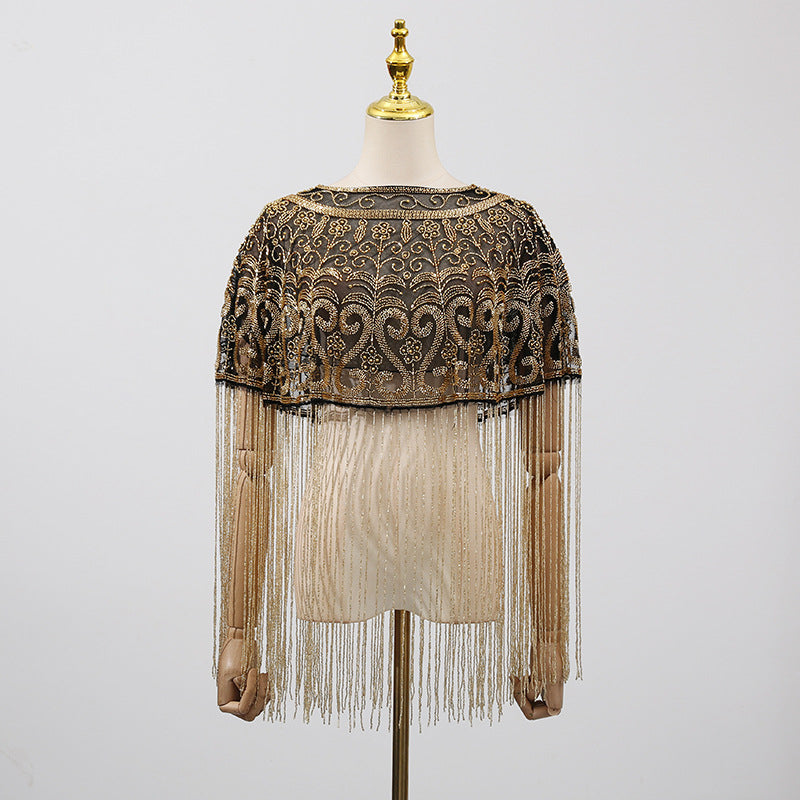 Heavy-duty Beaded Tassel Design Shawl Coat