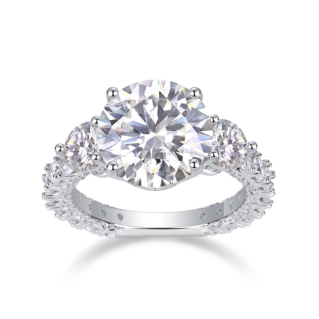 1Three-diamond Brilliance - A Fashionable And Luxurious Jewelry Piece Set With 5-carat Moissanite S925 Sterling Silver And Platinum-plated Diamond Prohibit TikTok sales