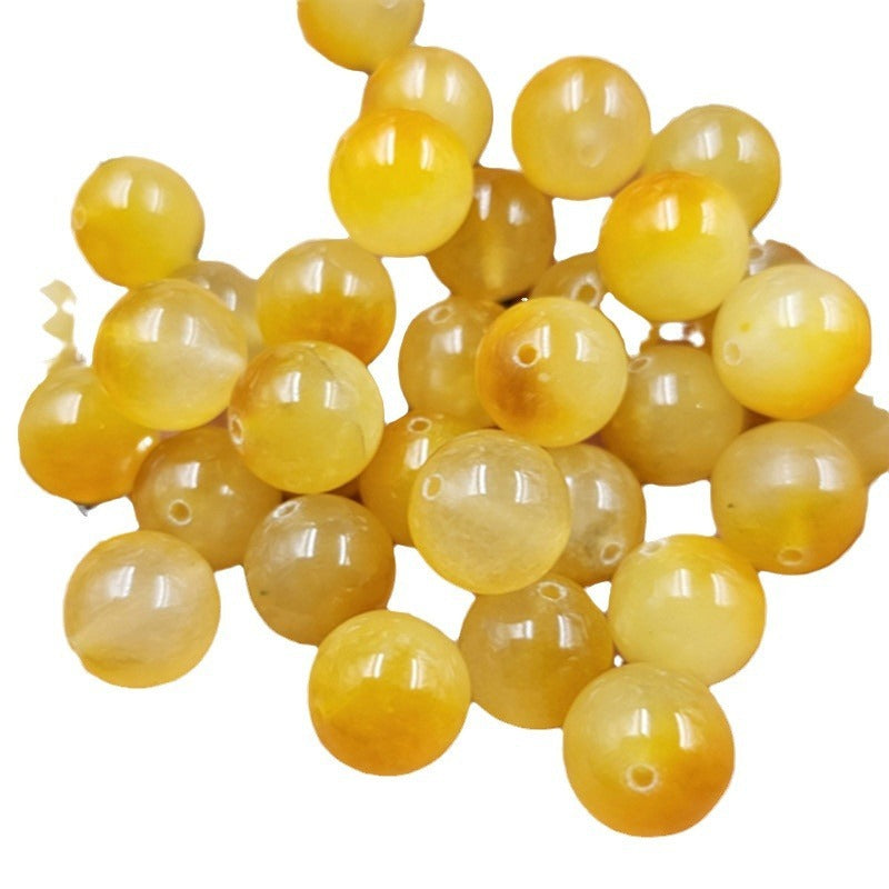 Yellow Chicken Grease Quartz Rock Jade Ornament Accessories Handmade Jade Beads