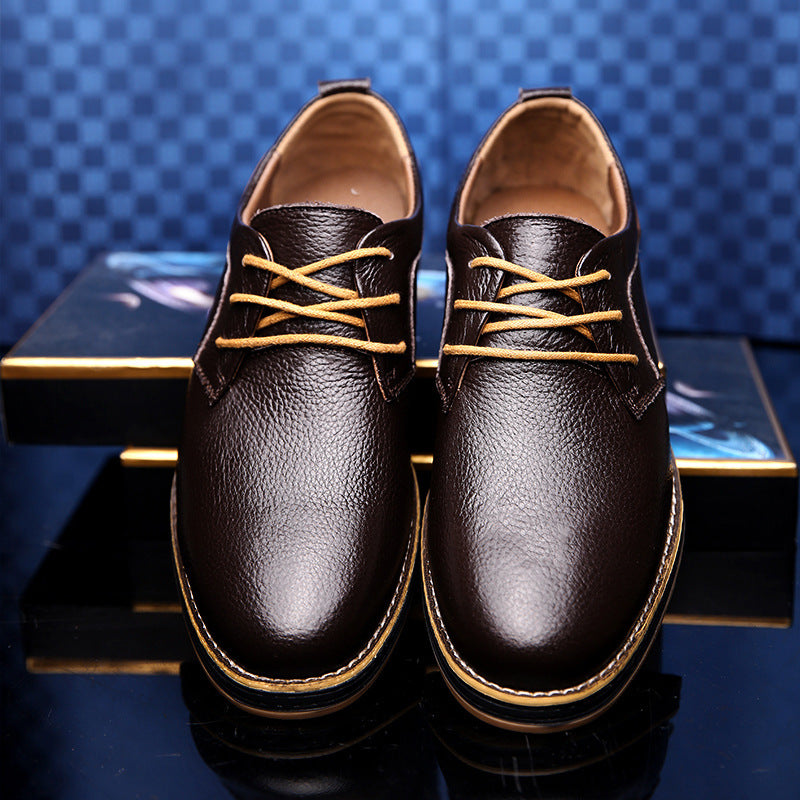 Low Cut Lace Up Casual Leather Shoes With Hand Stitched Detailing