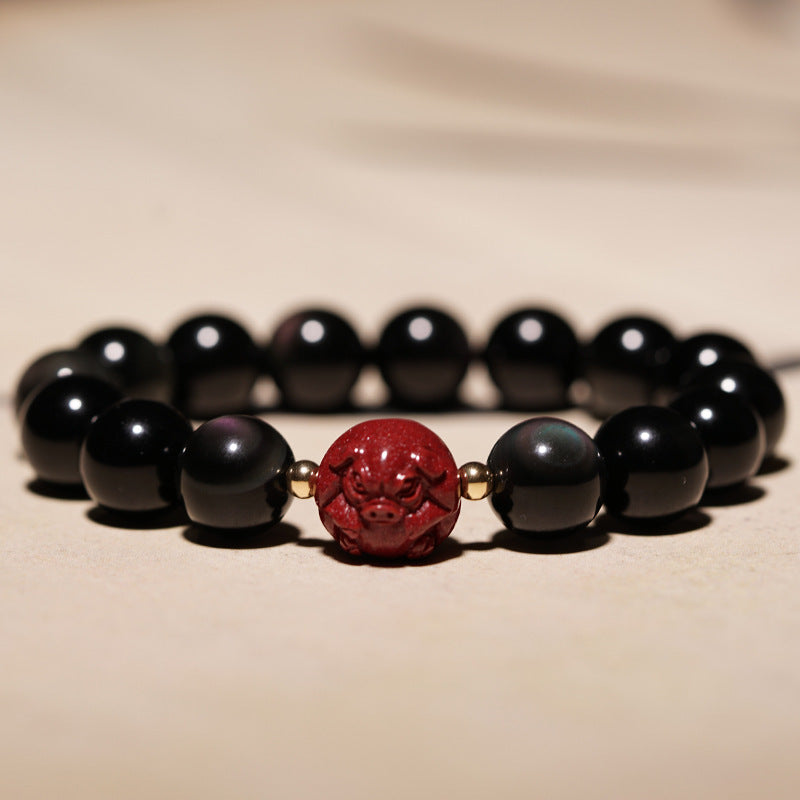 Obsidian Cinnabar Zodiac Bracelet For Women