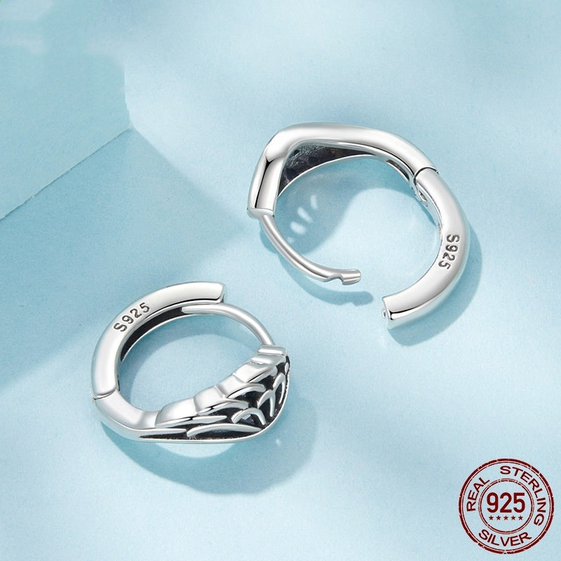 Vintage S925 Sterling Silver Wings Ear Clip Earrings