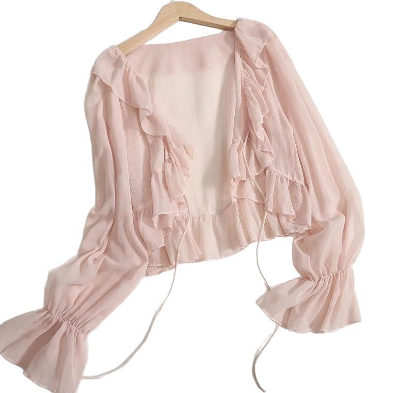 Women's Sun Protective Cardigan - Lightweight Breathable Chiffon Outerwear For Summer Layering