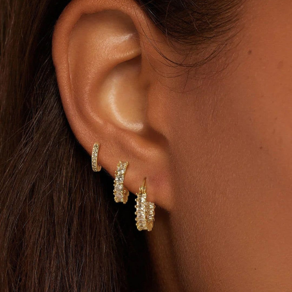 Real Gold Brass Plating Inlaid Zircon Full Diamond Circle Elegant Lady Advanced Earring Set