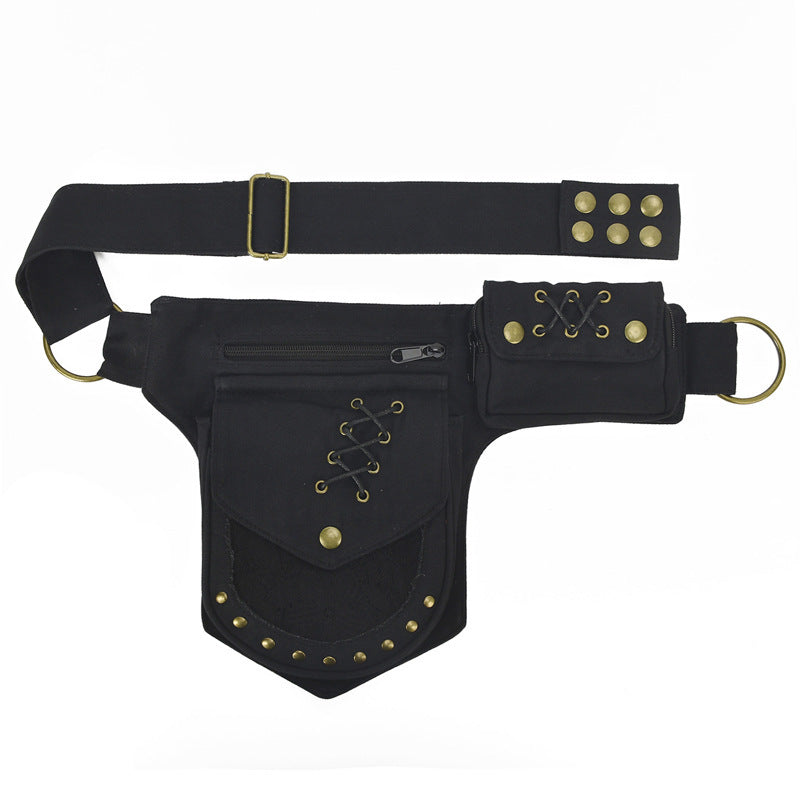 Men's And Women's Waist Retro Rivet Storage Multifunctional Crossbody Bag