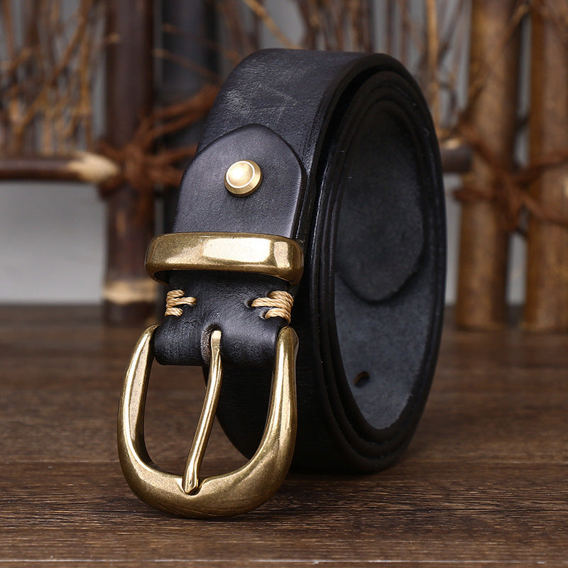 Leather Pin Buckle Vintage Distressed Cowhide Waistband